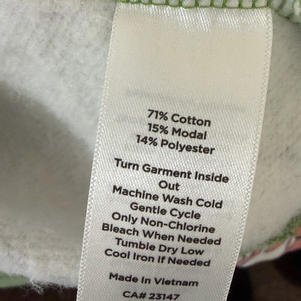 Talbots Paisley Crewneck Cotton Blend Sweatshirt Green Vibrant Sweater Medium - Picture 6 of 7